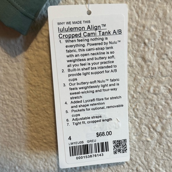 Lululemon Align Cropped Cami Tank Top
Light Support A/B Grey Eucalyptus Green - Picture 7 of 7